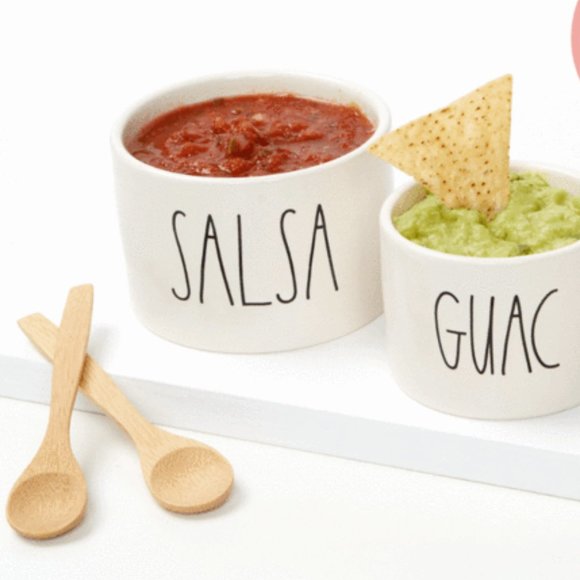 Rae Dunn by Magenta Salsa & Guac Bowls with Spoons - Picture 1 of 3